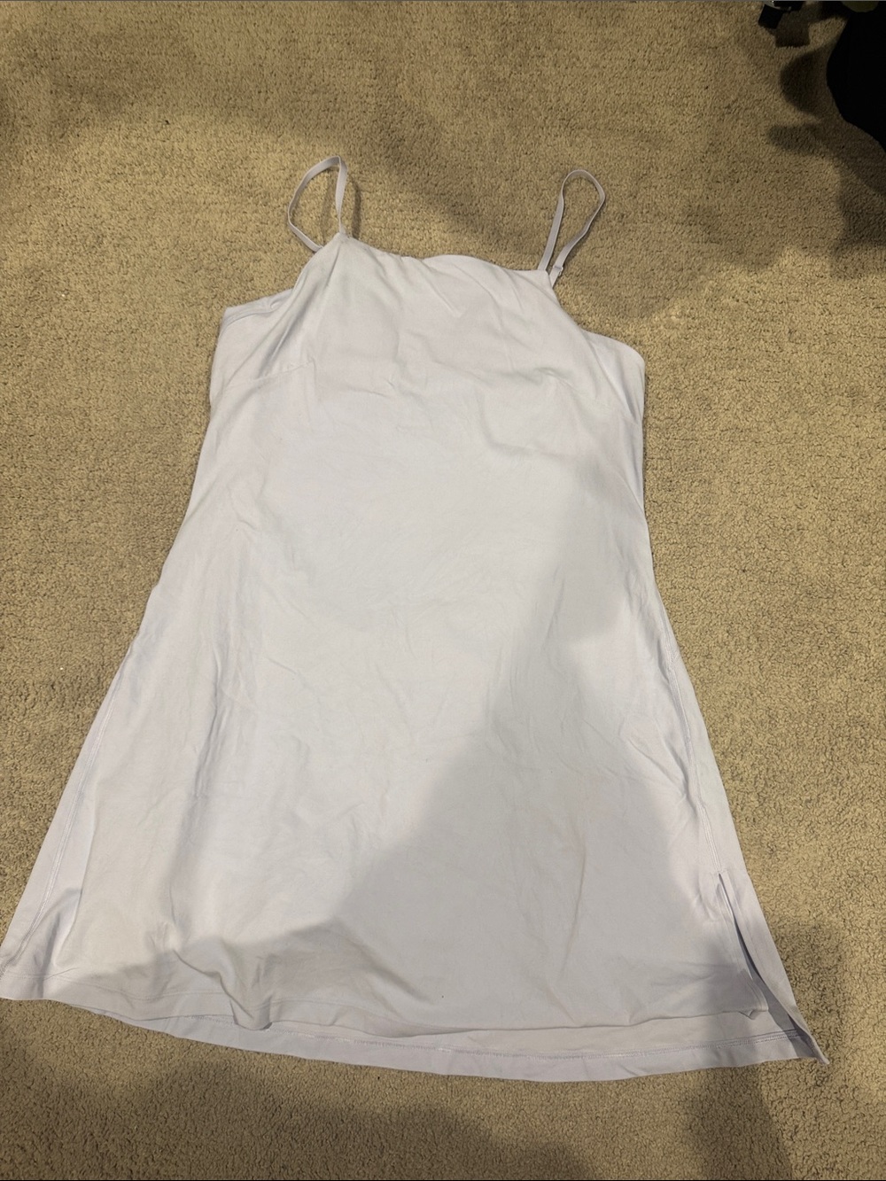lululemon Align Lilac Dress with Shelf Bra and shorts